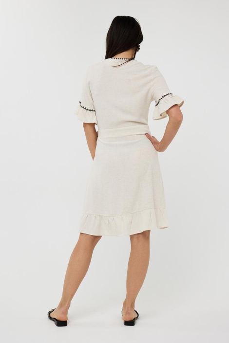 EsQualo dress linen fancy contrast stitc